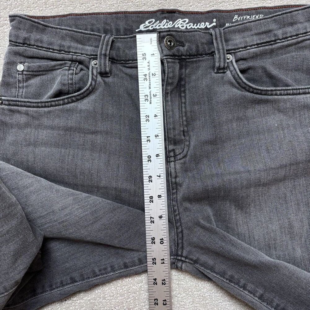 Eddie Bauer Women’s 8 Gray Flannel Lined Jeans Boyfriend Midrise Straight Cabin - Picture 6 of 10